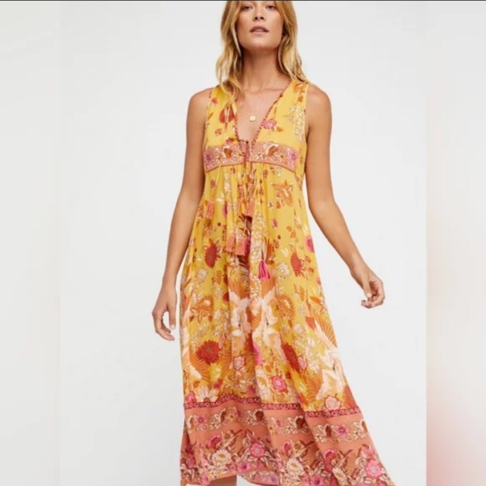 Spell Siren Song Maxi Dress Yellow XS in